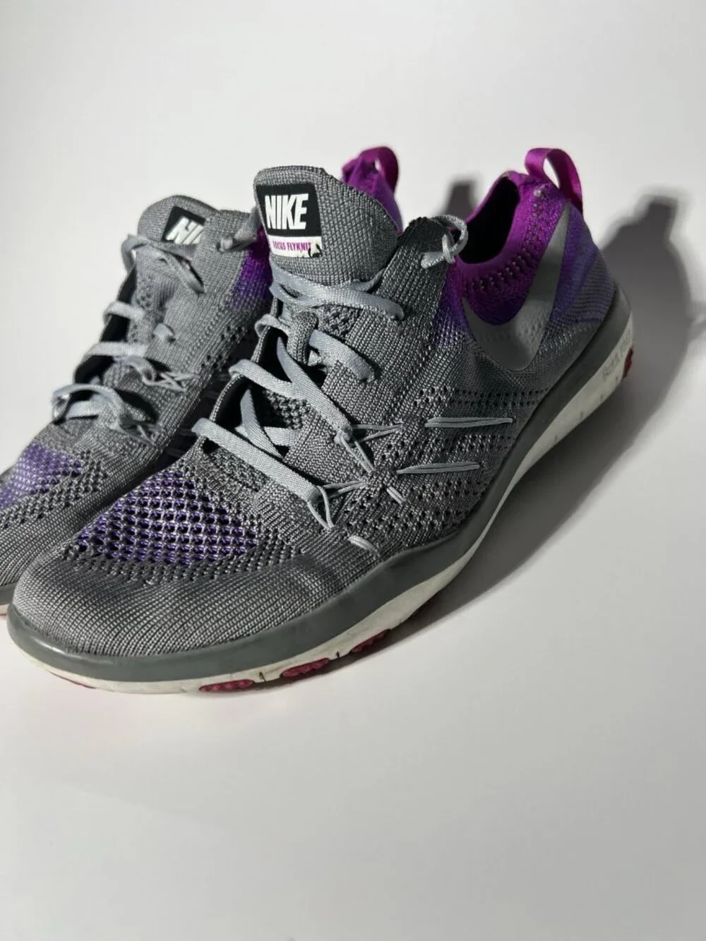 Nike Free Focus Flyknit Training Shoes Gray Purple Women’s 7.5 844817-003